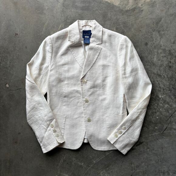 Vintage Faconnable Blazer Men's Sz 6 Beige Linen Canvas Hopsack Premium Designer - Picture 1 of 11